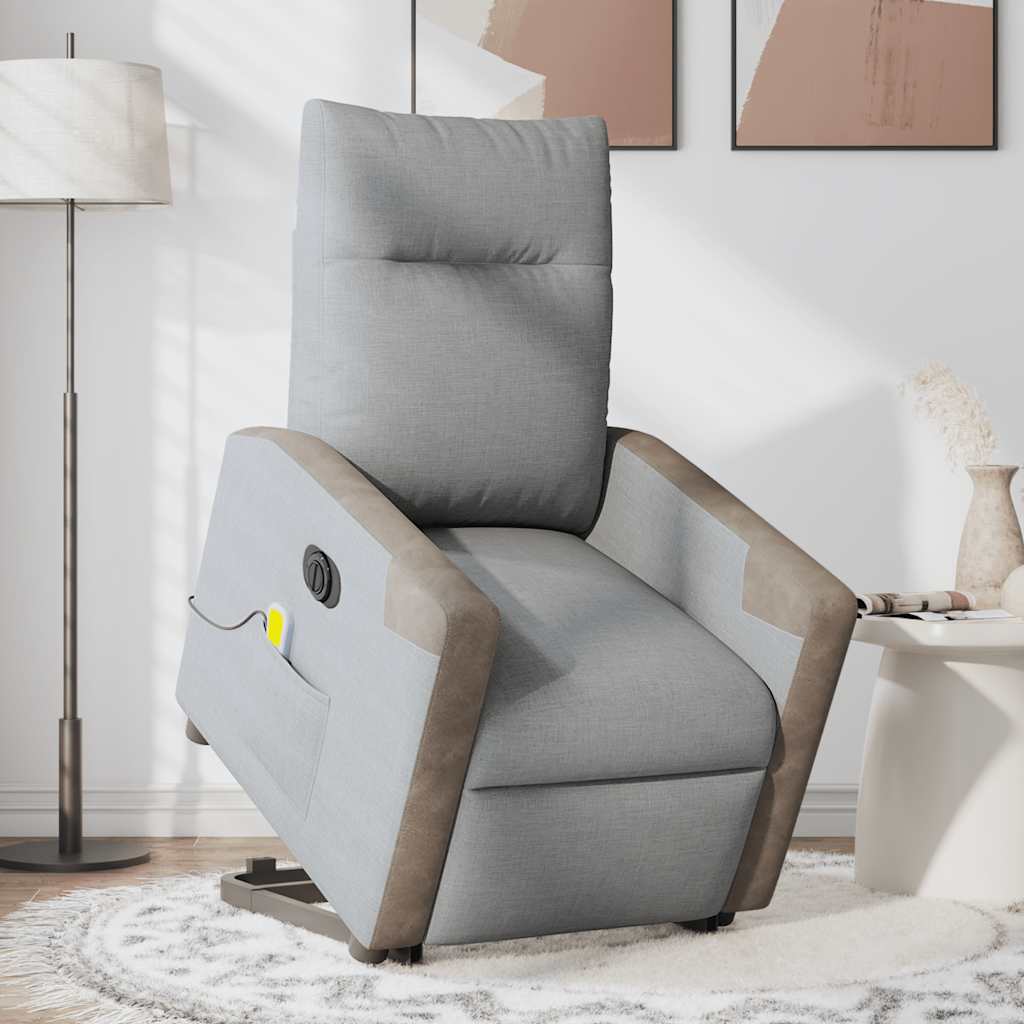 Fauteuil inclinable de massage électrique Gris clair Tissu
