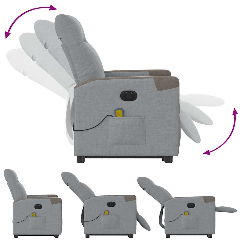 Fauteuil inclinable de massage électrique Gris clair Tissu - XIOS