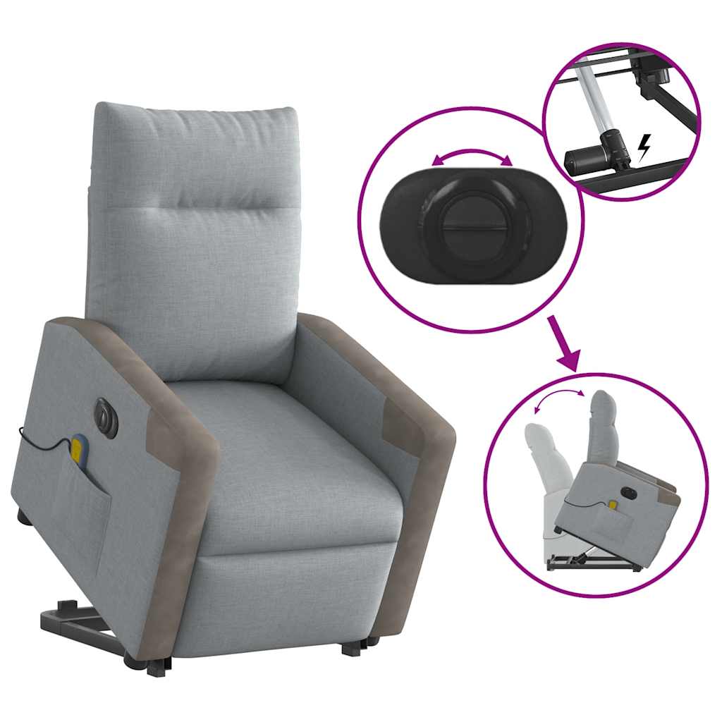 Fauteuil inclinable de massage électrique Gris clair Tissu - XIOS