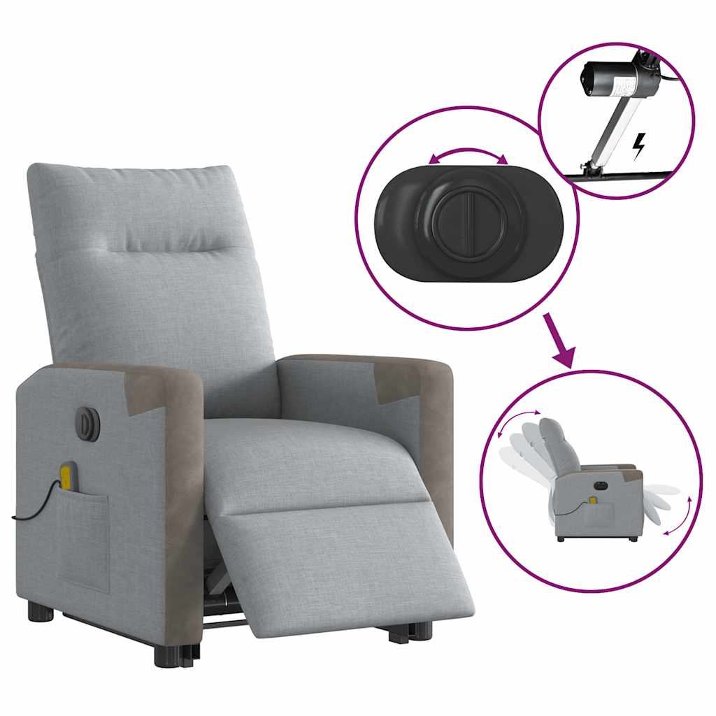 Fauteuil inclinable de massage électrique Gris clair Tissu - XIOS