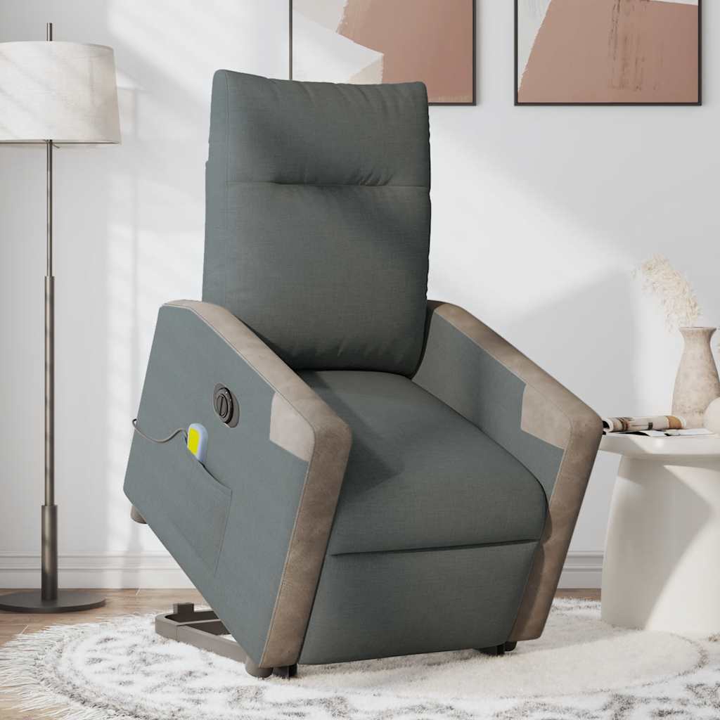 Fauteuil inclinable de massage électrique Gris foncé Tissu - XIOS