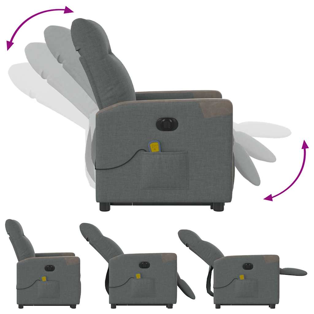 Fauteuil inclinable de massage électrique Gris foncé Tissu