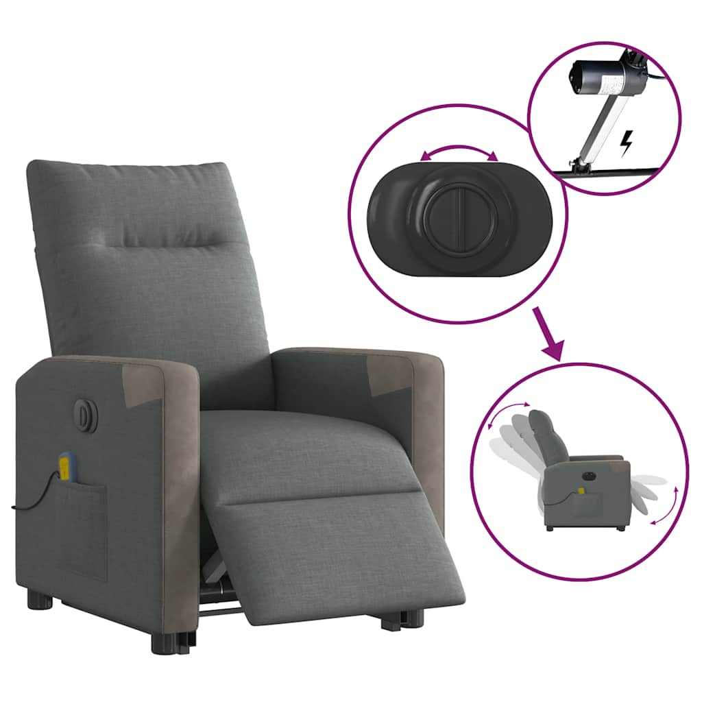Fauteuil inclinable de massage électrique Gris foncé Tissu - XIOS