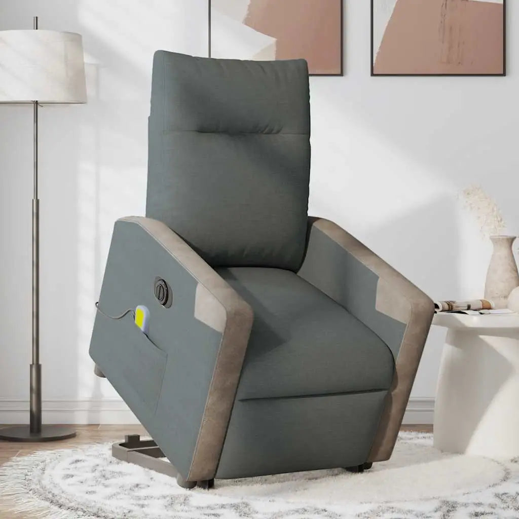 Fauteuil inclinable de massage électrique Gris foncé Tissu - XIOS