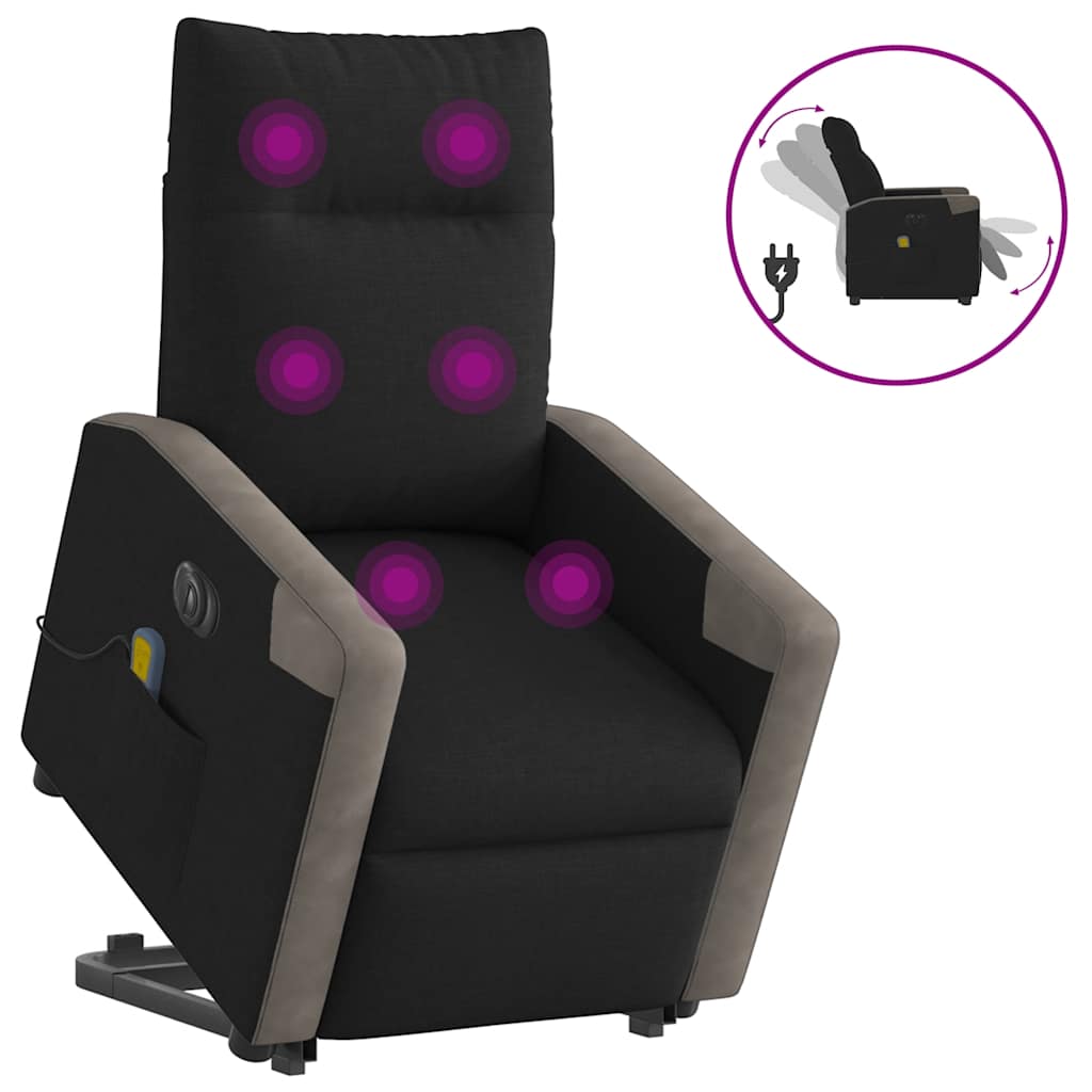 Fauteuil inclinable de massage électrique Noir Tissu