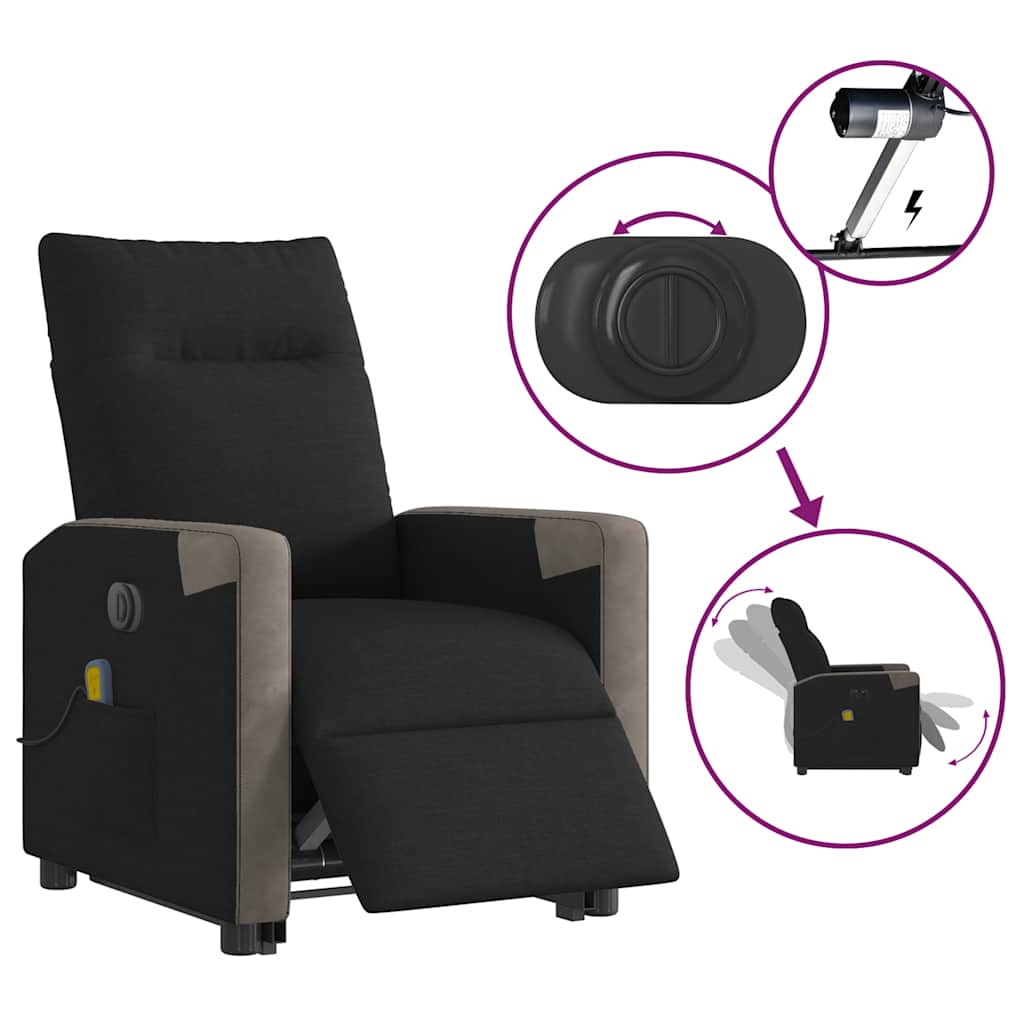 Fauteuil inclinable de massage électrique Noir Tissu - XIOS