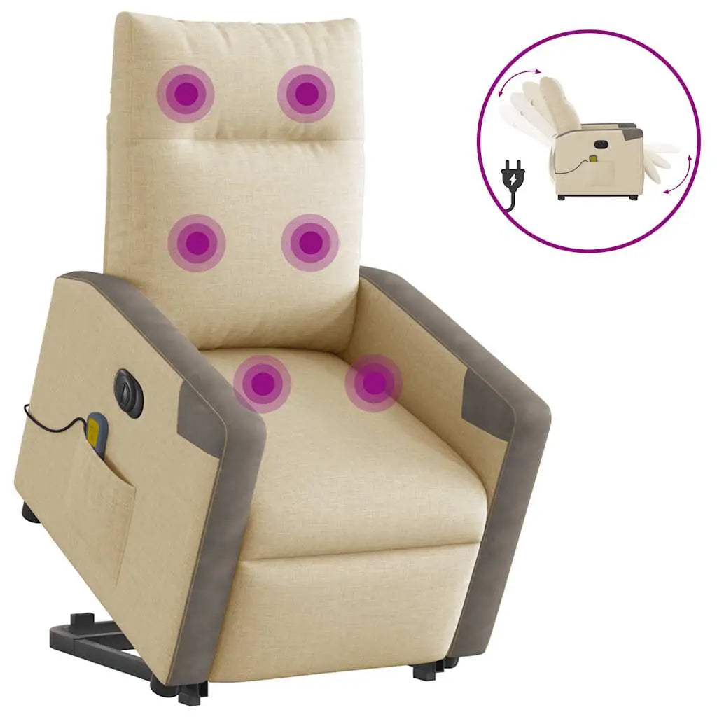 Fauteuil inclinable de massage électrique Crème Tissu - XIOS