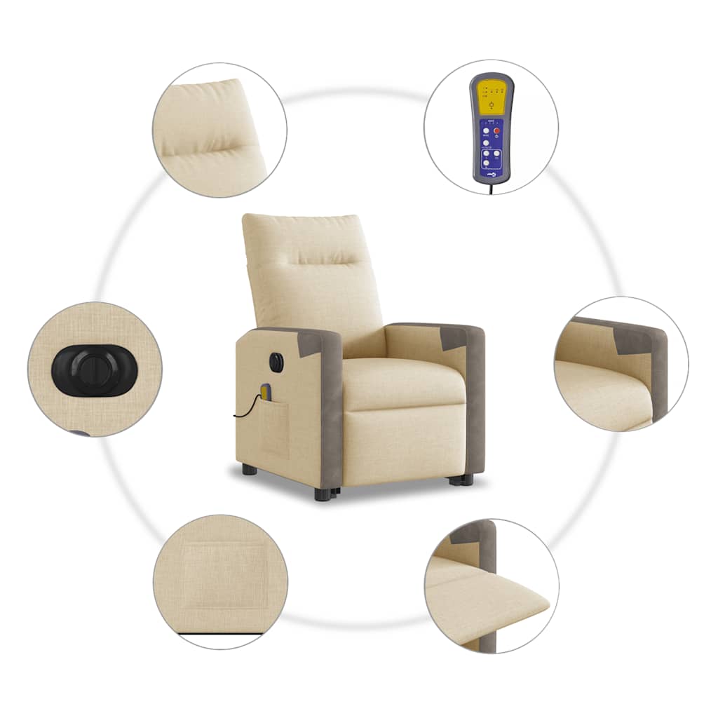 Fauteuil inclinable de massage électrique Crème Tissu - XIOS