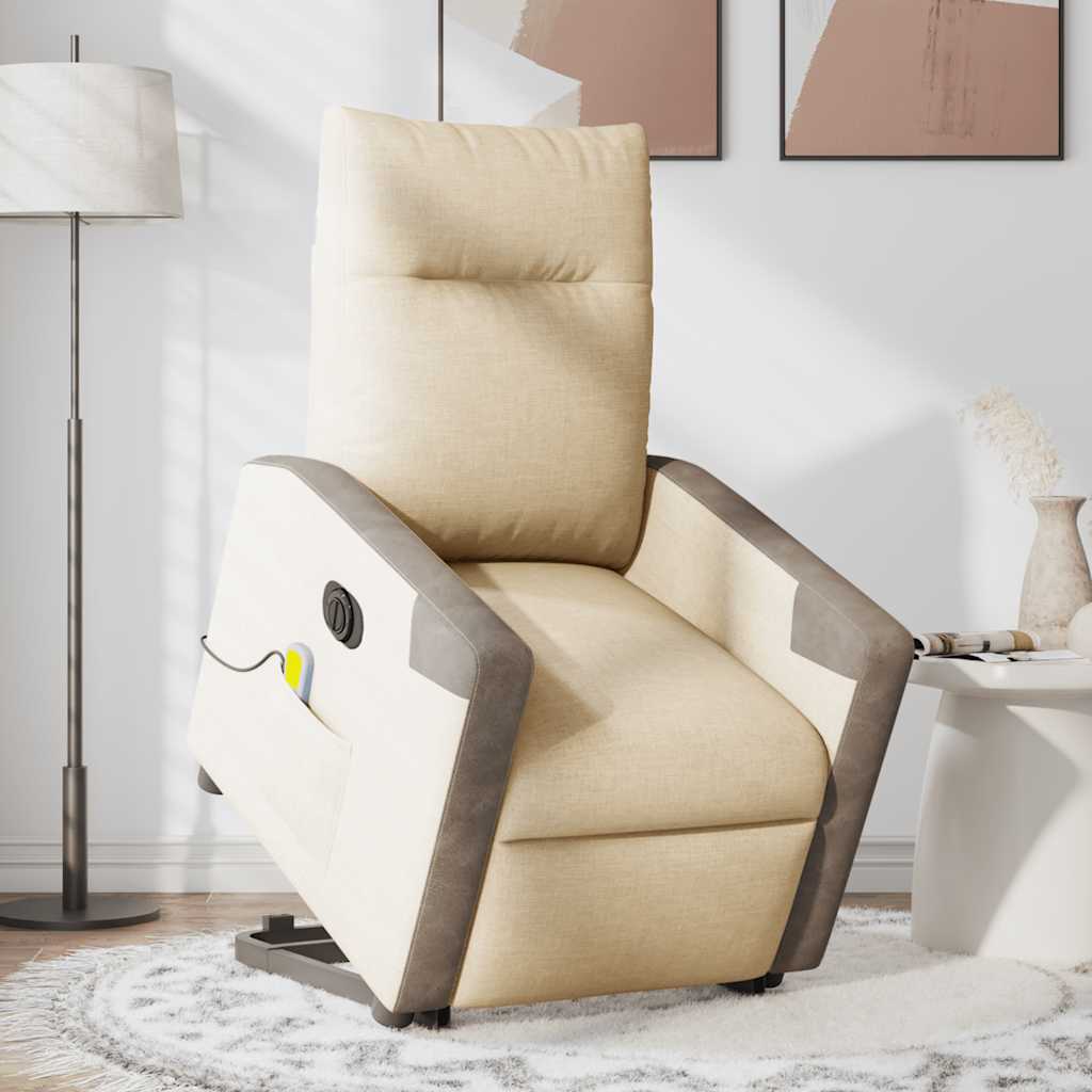 Fauteuil inclinable de massage électrique Crème Tissu - XIOS