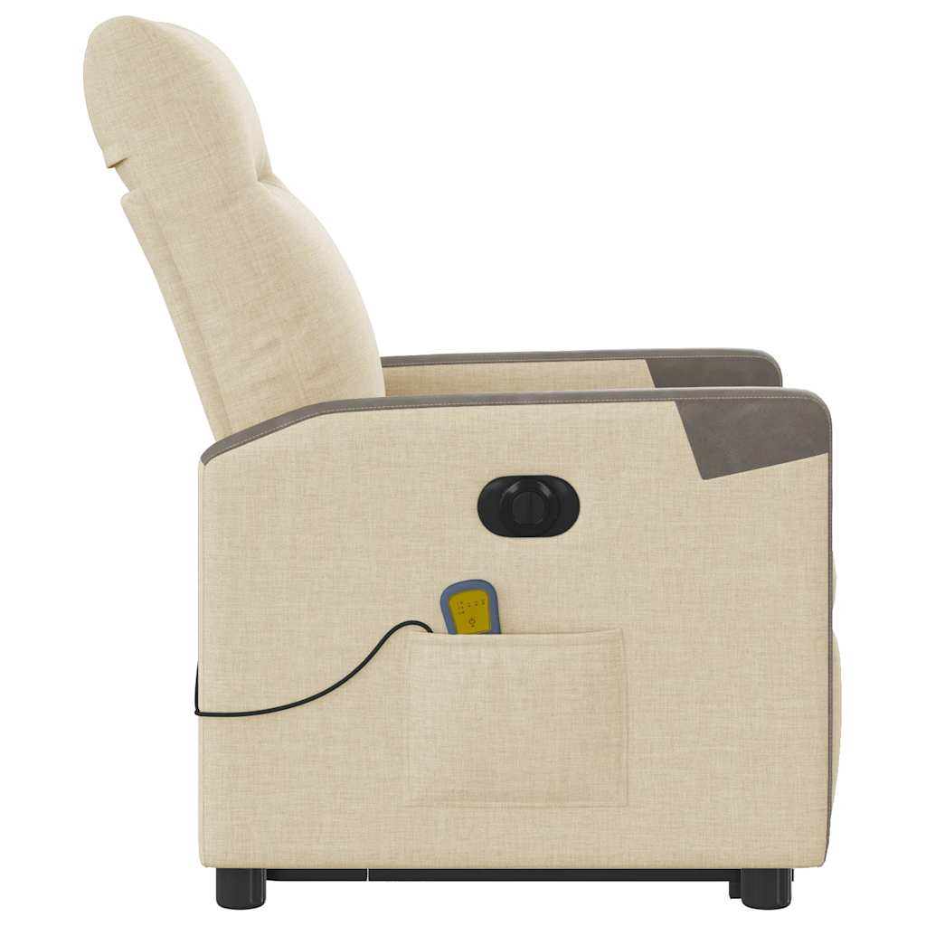 Fauteuil inclinable de massage électrique Crème Tissu