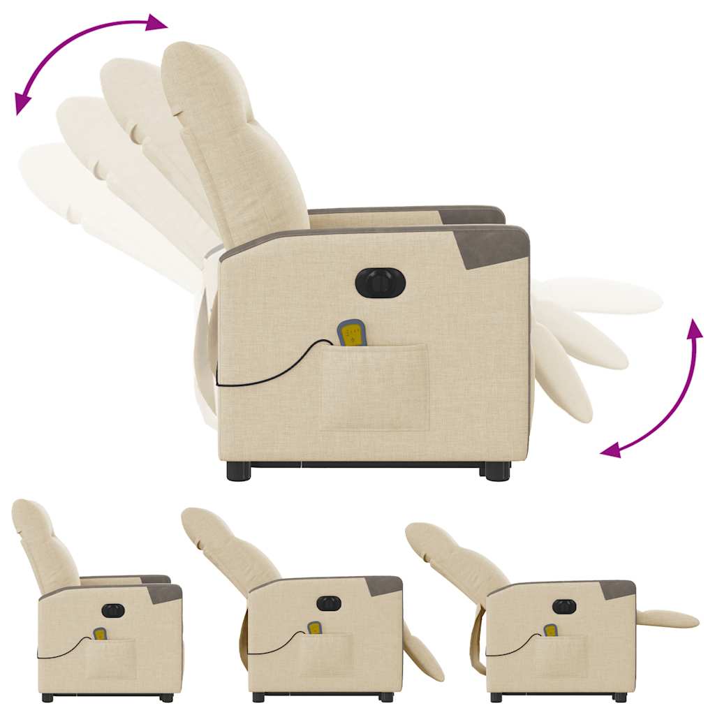 Fauteuil inclinable de massage électrique Crème Tissu