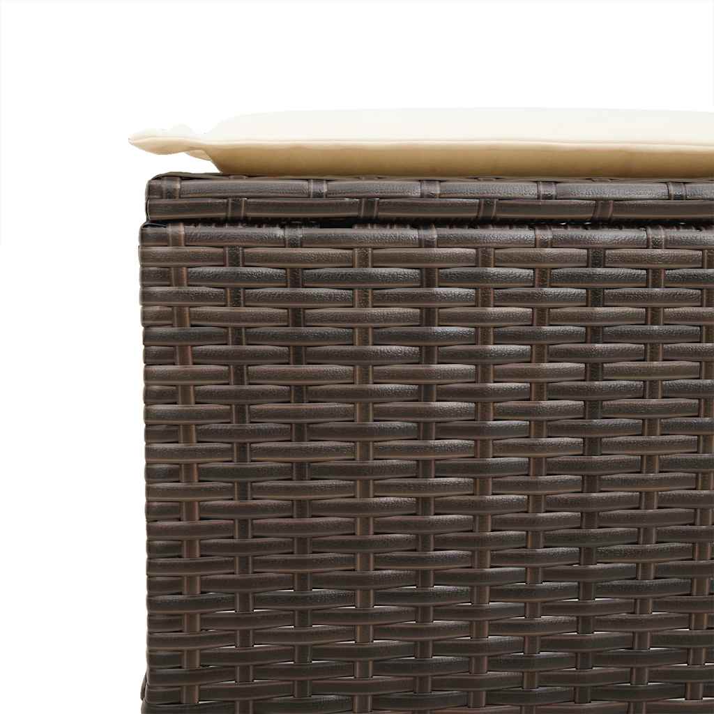 Ensemble de canapé de jardin 6 pcs avec coussins marron résine tressée
