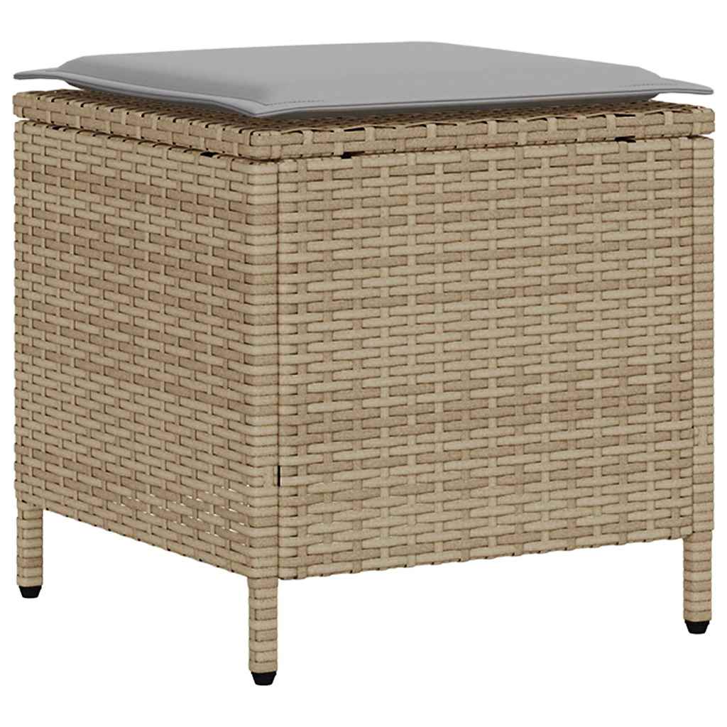 Ensemble de canapé de jardin 6 pcs avec coussins beige résine tressée