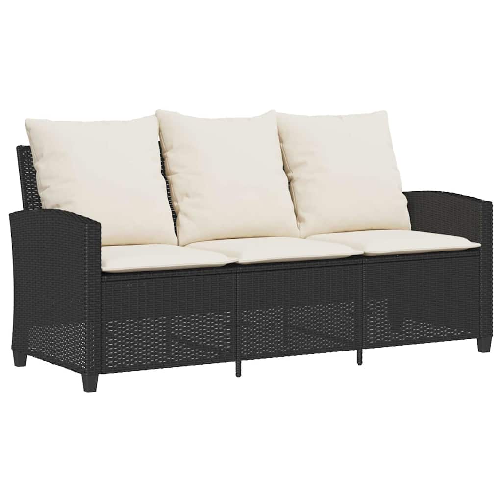 Ensemble de canapé de jardin 6 pcs avec coussins noir résine tressée