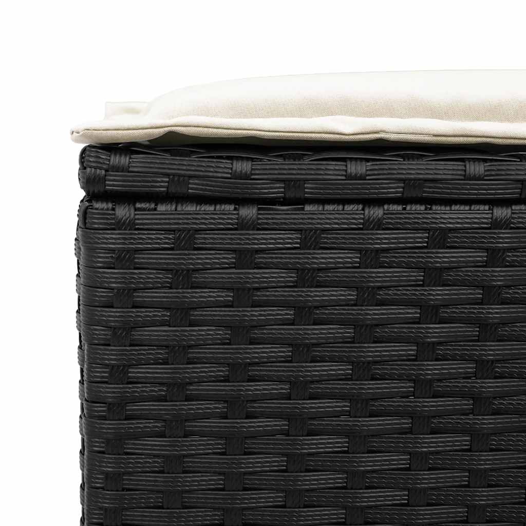 Ensemble de canapé de jardin 6 pcs avec coussins noir résine tressée