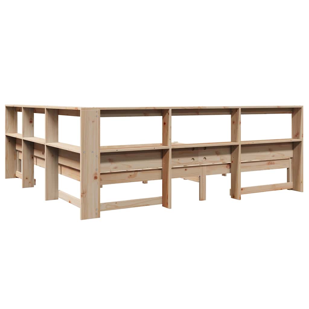 Lit bibliothèque sans matelas 180x200 cm bois massif de pin - XIOS