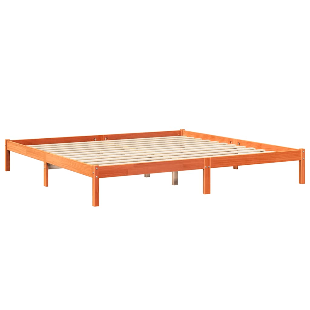 Lit bibliothèque sans matelas cire marron 180x200 cm pin massif - XIOS