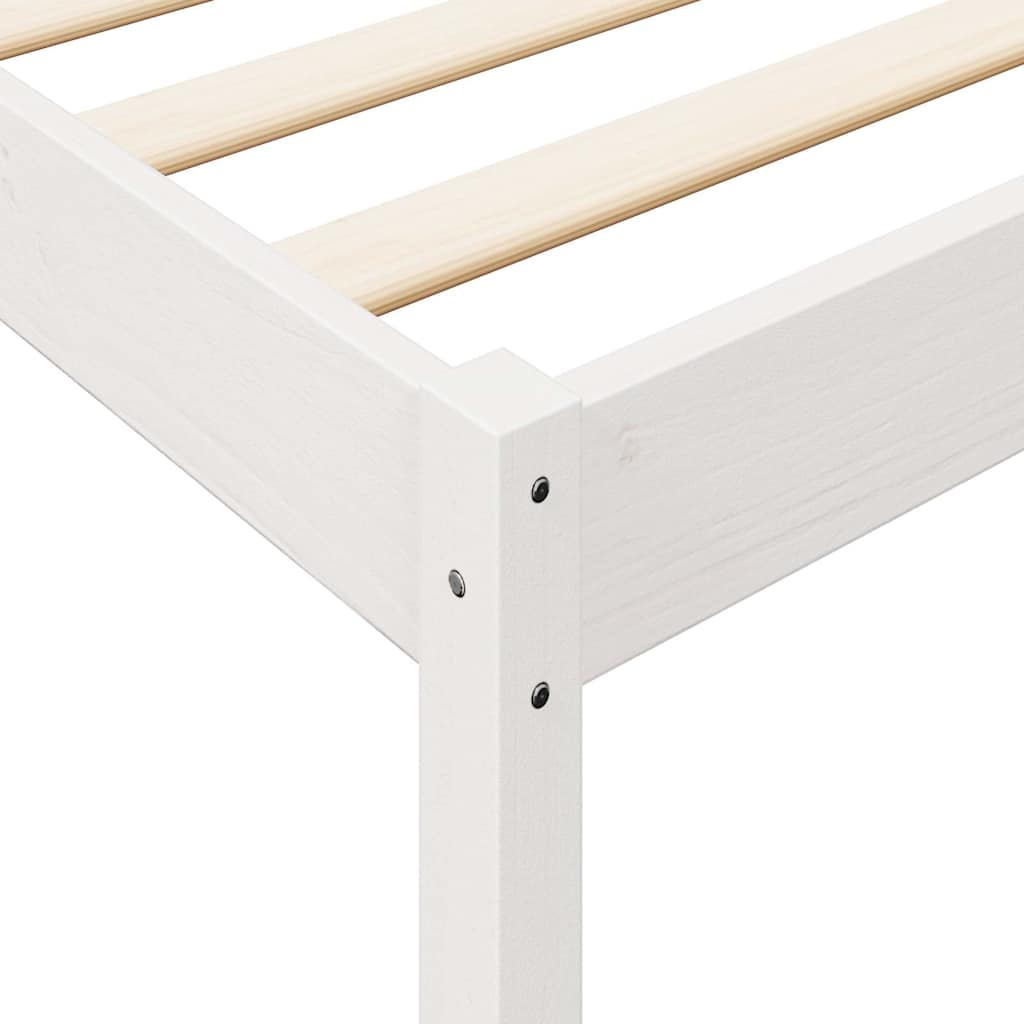 Lit bibliothèque sans matelas blanc 150x200 cm bois pin massif - XIOS