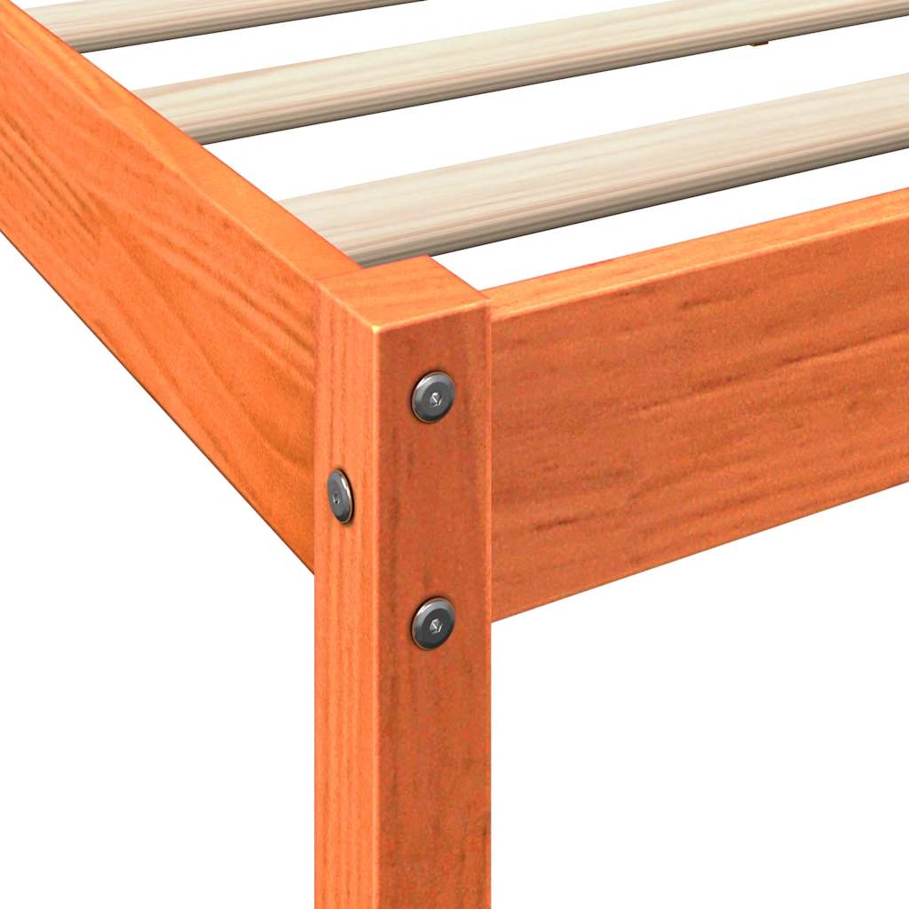 Lit bibliothèque sans matelas cire marron 150x200 cm pin massif - XIOS