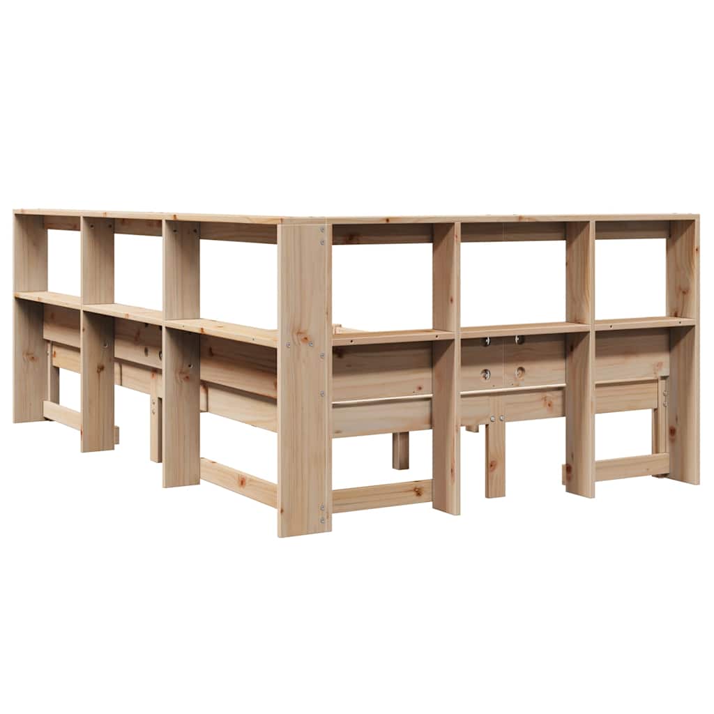 Lit bibliothèque sans matelas 120x200 cm bois de pin massif - XIOS
