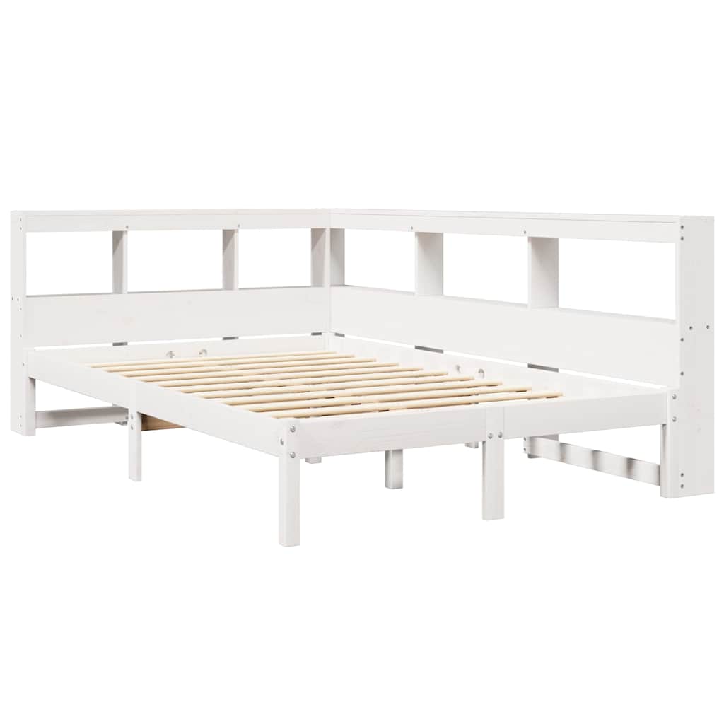 Lit bibliothèque sans matelas blanc 120x200 cm bois pin massif - XIOS