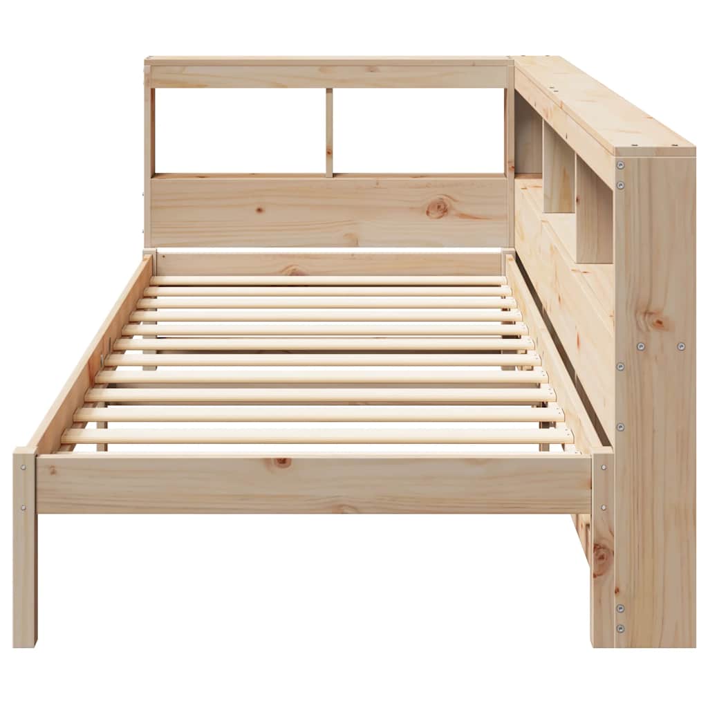 Lit bibliothèque sans matelas 90x200 cm bois de pin massif - XIOS