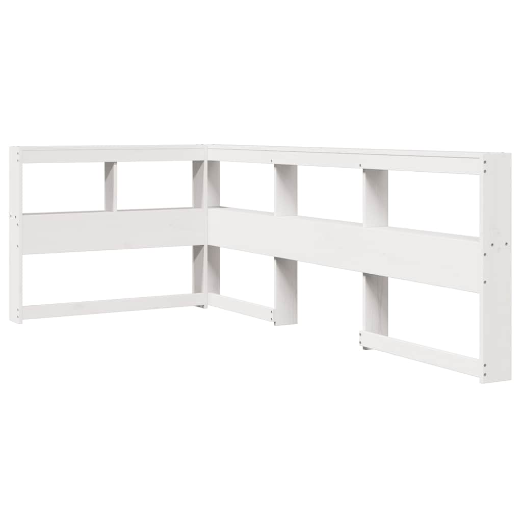 Lit bibliothèque sans matelas blanc 90x200cm bois de pin massif - XIOS