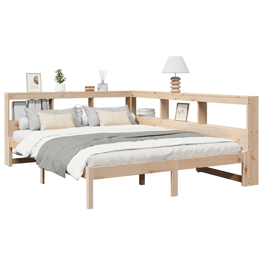 Lit bibliothèque sans matelas 140x190 cm bois de pin massif - XIOS