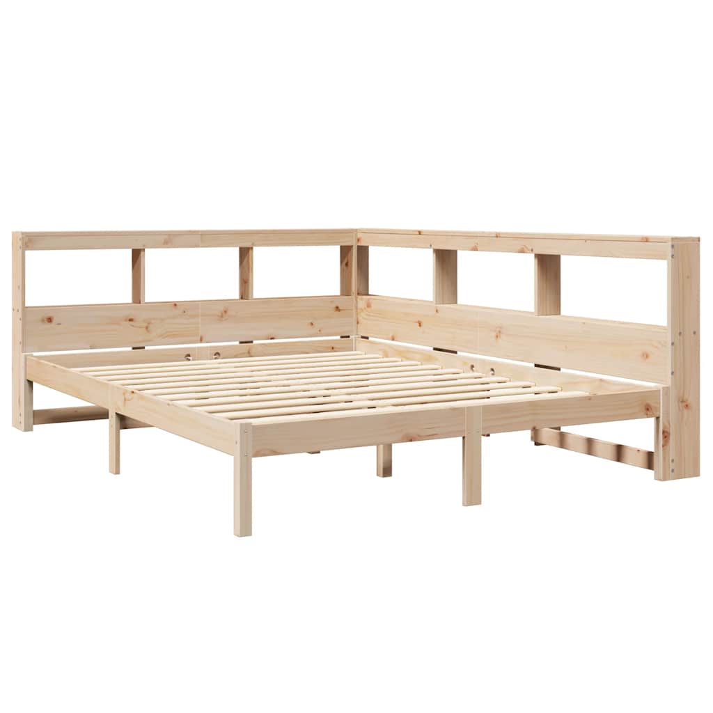 Lit bibliothèque sans matelas 140x190 cm bois de pin massif - XIOS