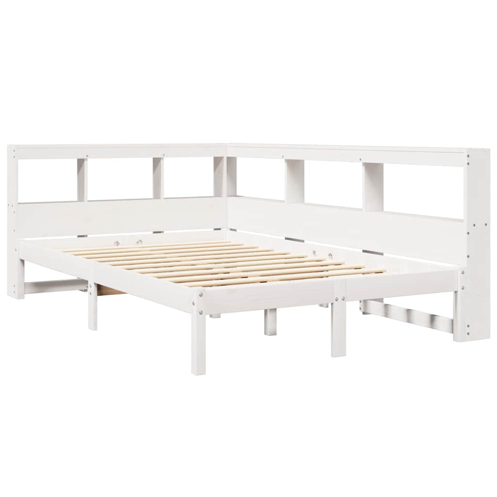 Lit bibliothèque sans matelas blanc 120x190 cm bois pin massif - XIOS