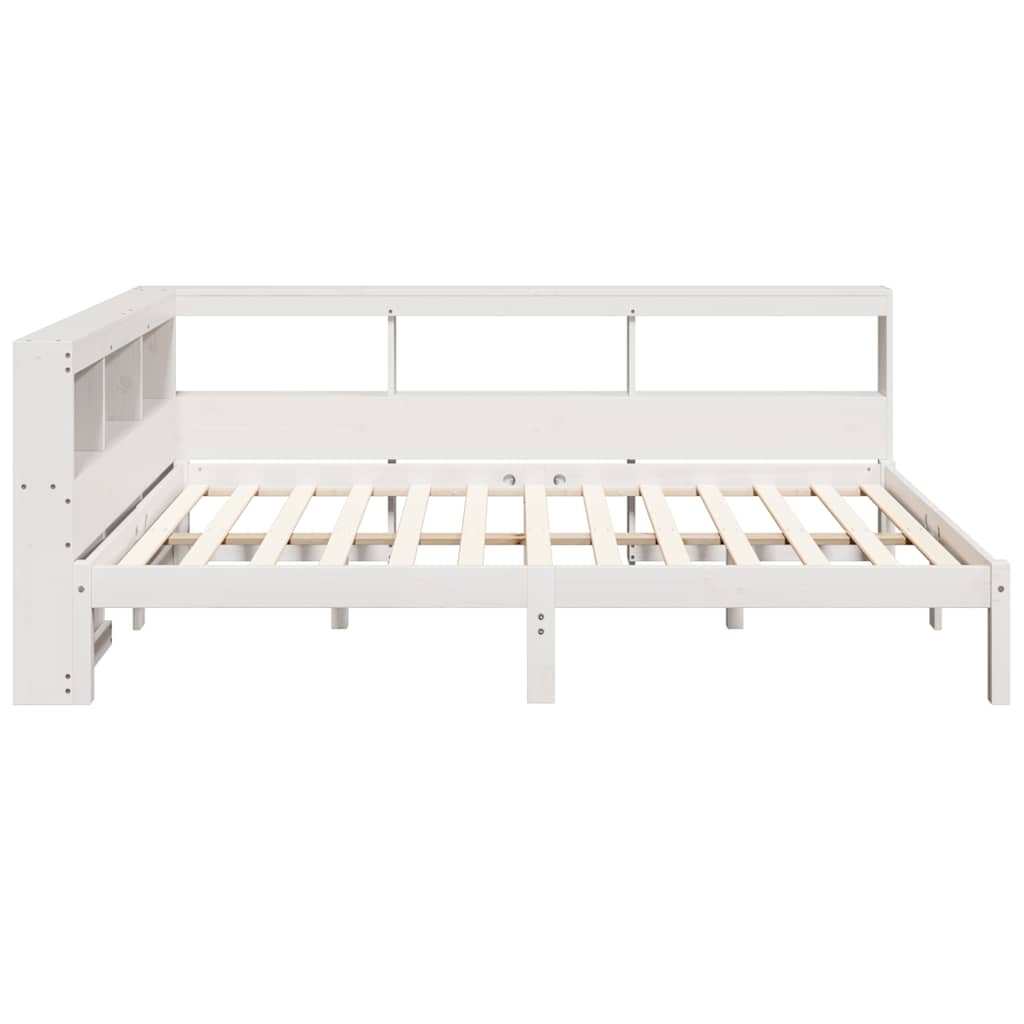 Lit bibliothèque sans matelas blanc 120x190 cm bois pin massif - XIOS