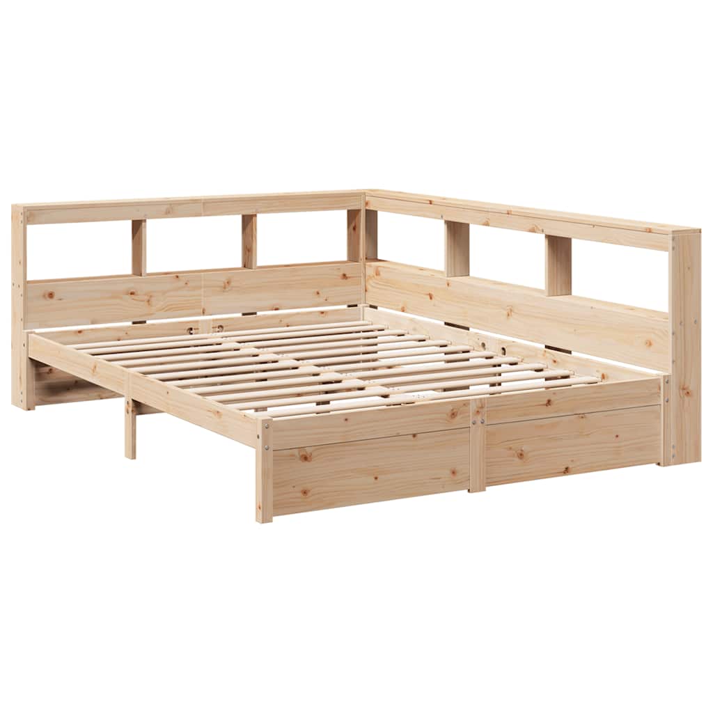 Lit bibliothèque sans matelas 150x200 cm bois massif de pin - XIOS