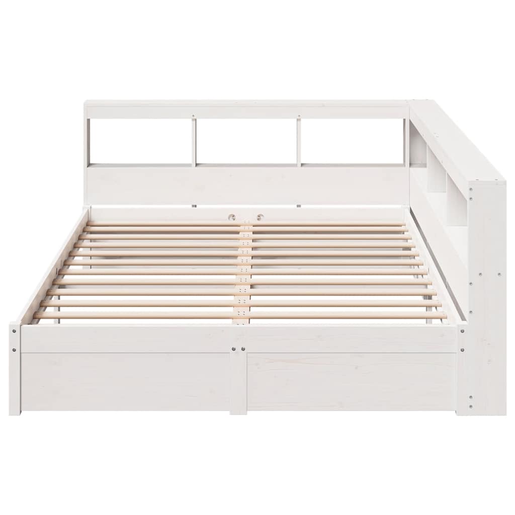 Lit bibliothèque sans matelas blanc 140x200 cm bois pin massif - XIOS