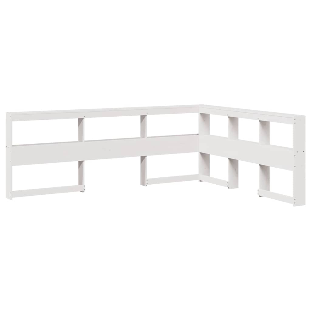Lit bibliothèque sans matelas blanc 140x200 cm bois pin massif - XIOS