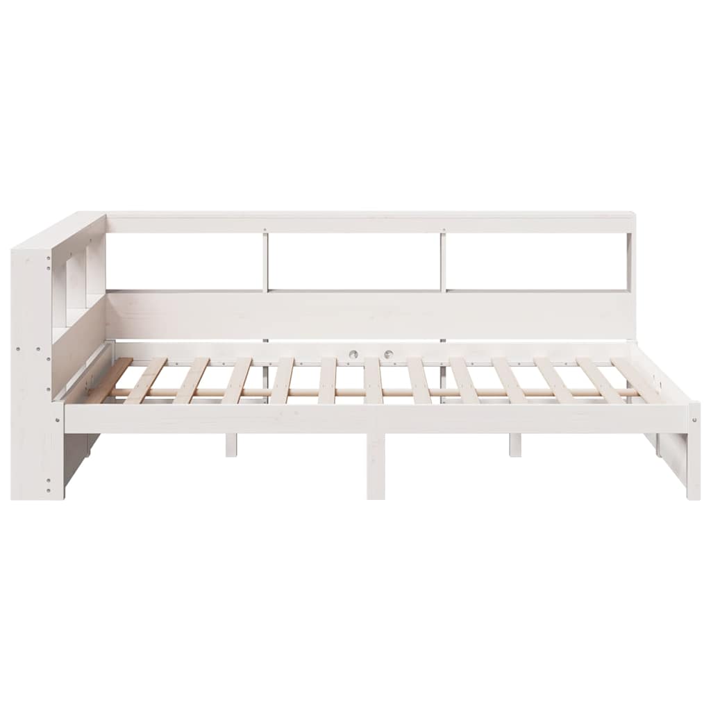 Lit bibliothèque sans matelas blanc 120x200 cm bois pin massif - XIOS