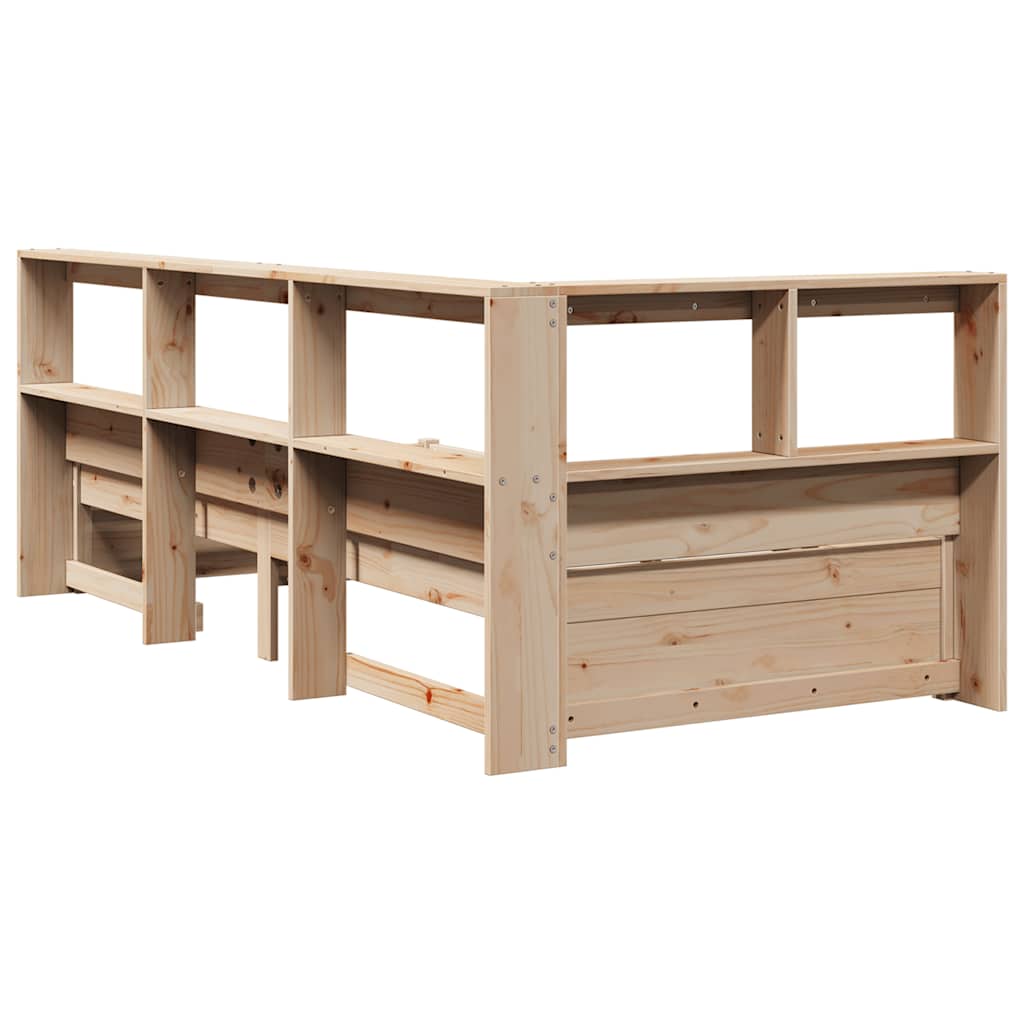 Lit bibliothèque sans matelas 100x200 cm bois massif de pin - XIOS
