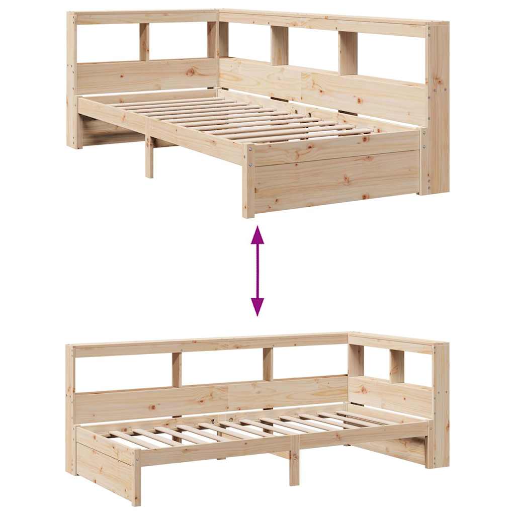Lit bibliothèque sans matelas 100x200 cm bois massif de pin - XIOS
