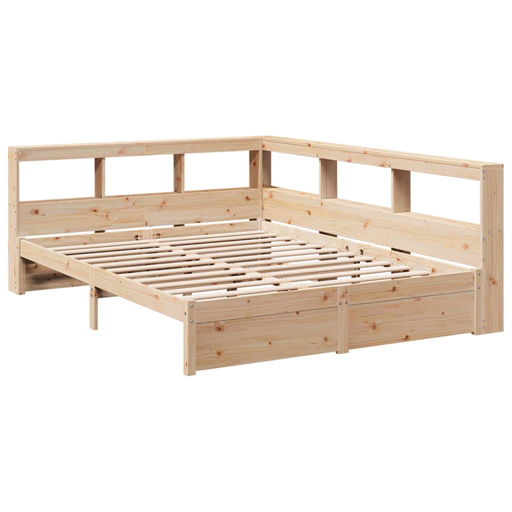 Lit bibliothèque sans matelas 140x190 cm bois de pin massif - XIOS