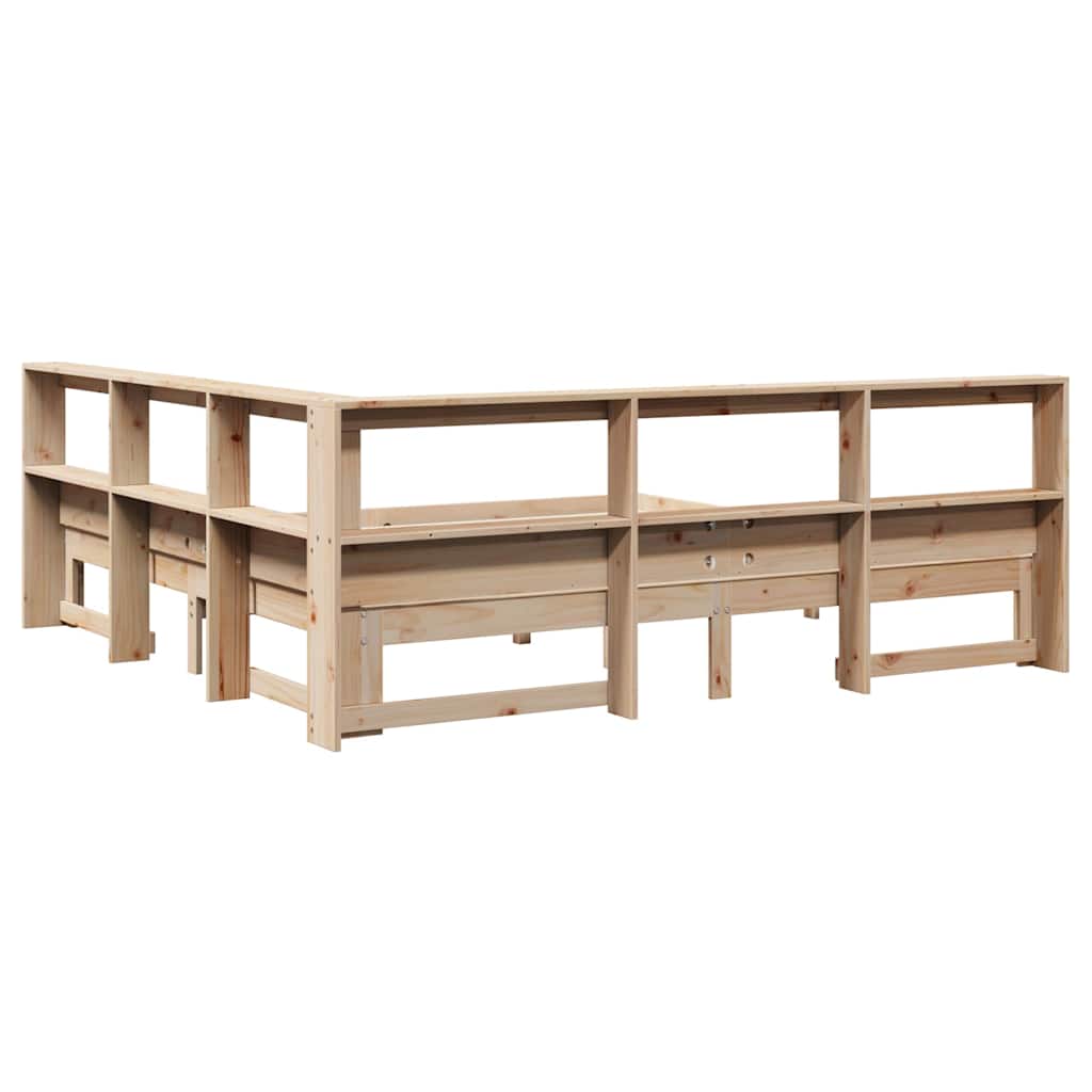 Lit bibliothèque sans matelas 200x200 cm bois massif de pin - XIOS