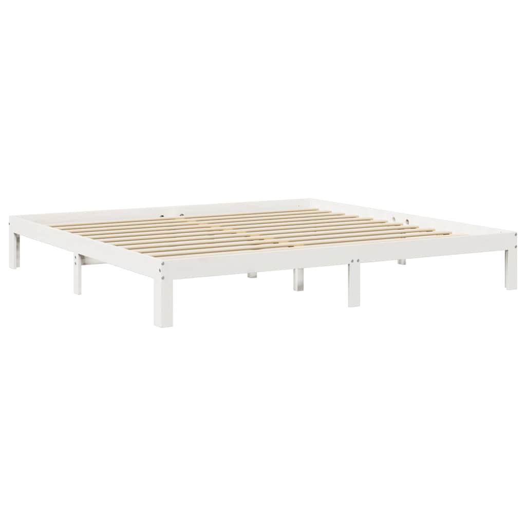 Lit bibliothèque sans matelas blanc 200x200 cm bois pin massif - XIOS