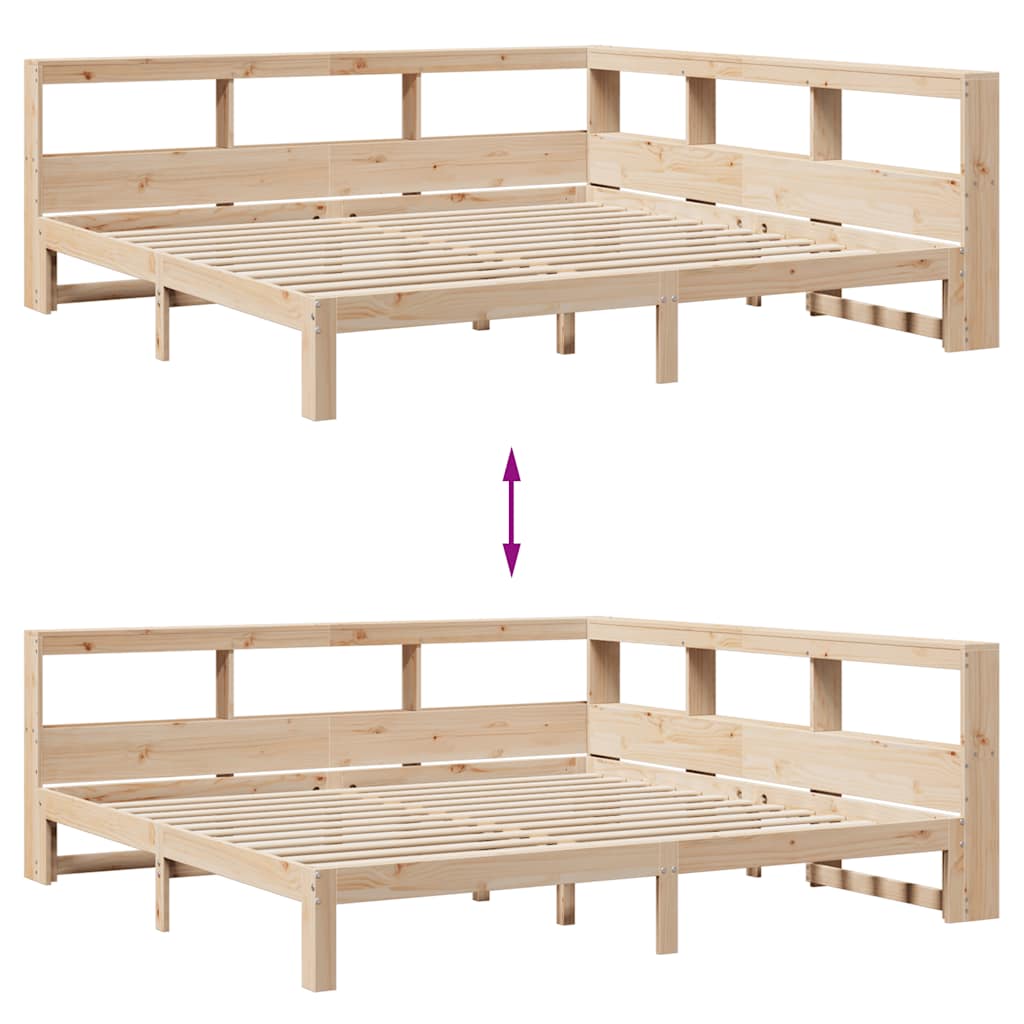 Lit bibliothèque sans matelas 180x200 cm bois massif de pin - XIOS