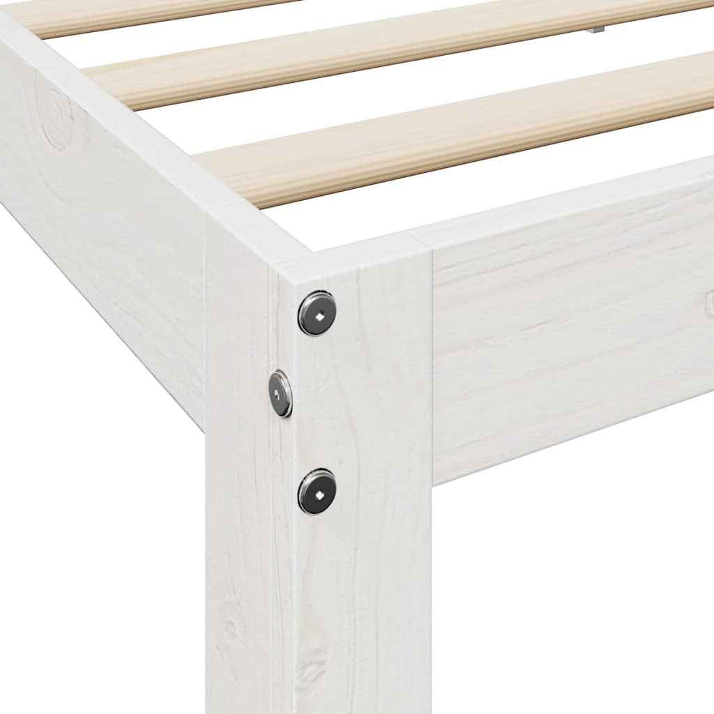 Lit bibliothèque sans matelas blanc 160x200 cm bois pin massif - XIOS