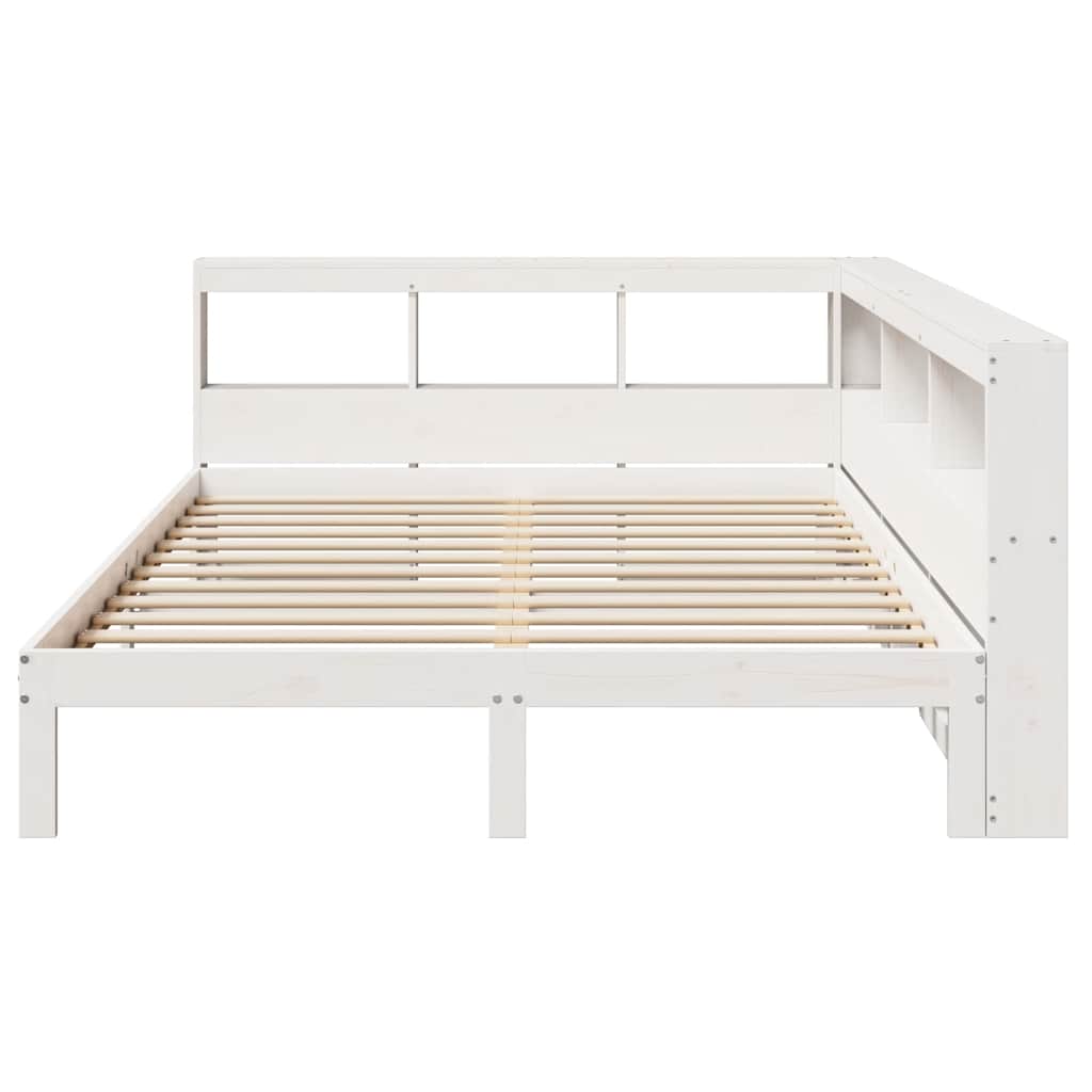 Lit bibliothèque sans matelas blanc 140x200 cm bois pin massif - XIOS