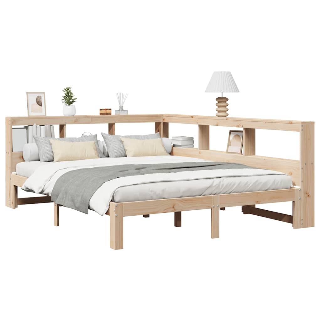 Lit bibliothèque sans matelas 140x190 cm bois de pin massif - XIOS