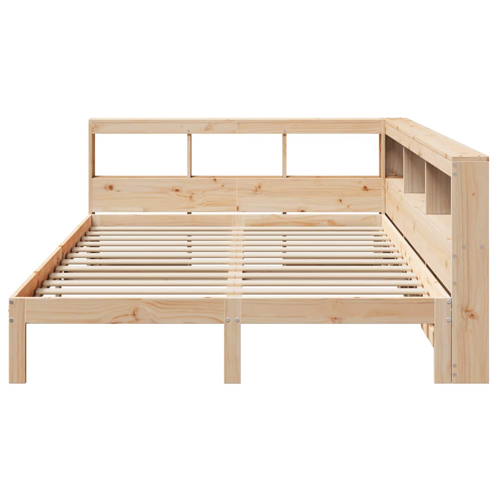 Lit bibliothèque sans matelas 140x190 cm bois de pin massif - XIOS