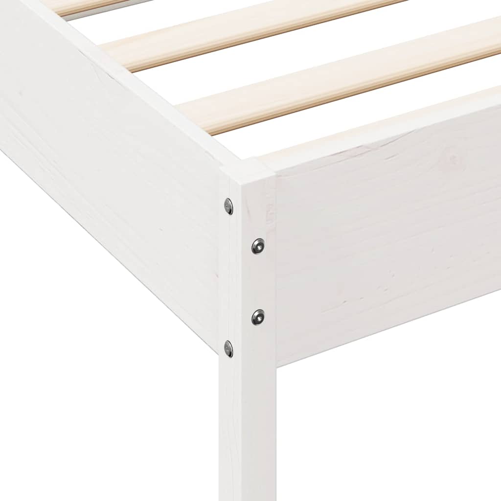 Lit bibliothèque sans matelas blanc 160x200 cm bois pin massif - XIOS