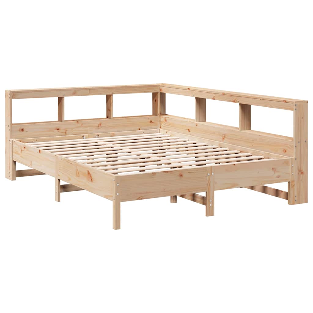 Lit bibliothèque sans matelas 150x200 cm bois massif de pin - XIOS