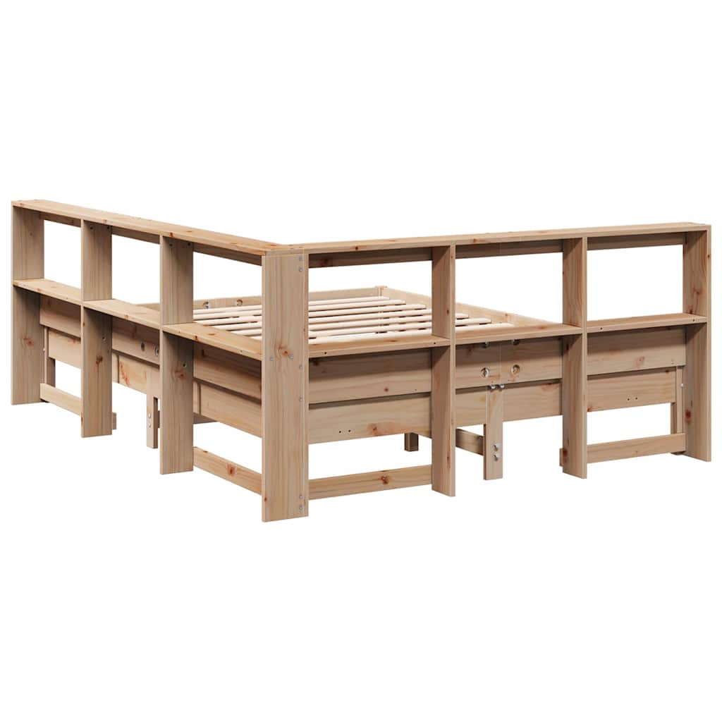 Lit bibliothèque sans matelas 150x200 cm bois massif de pin - XIOS