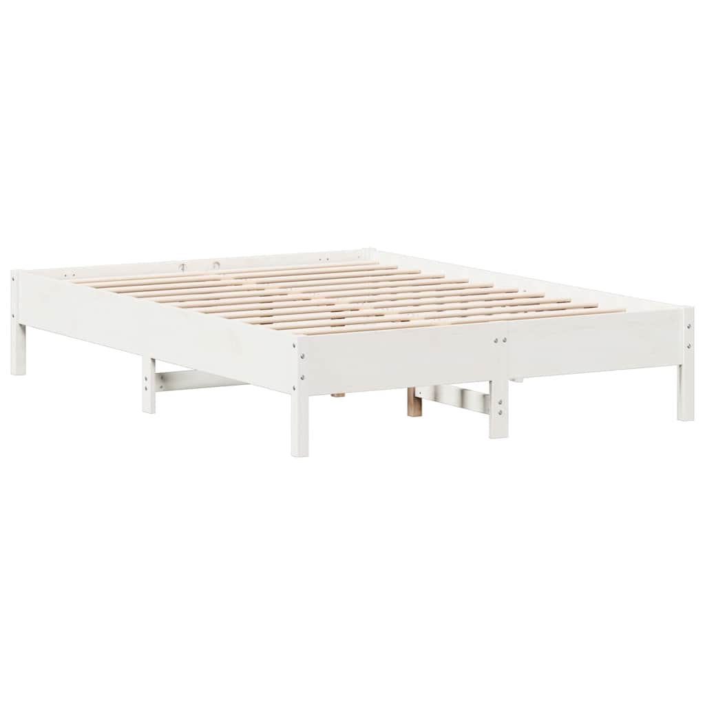 Lit bibliothèque sans matelas blanc 140x200 cm bois pin massif - XIOS