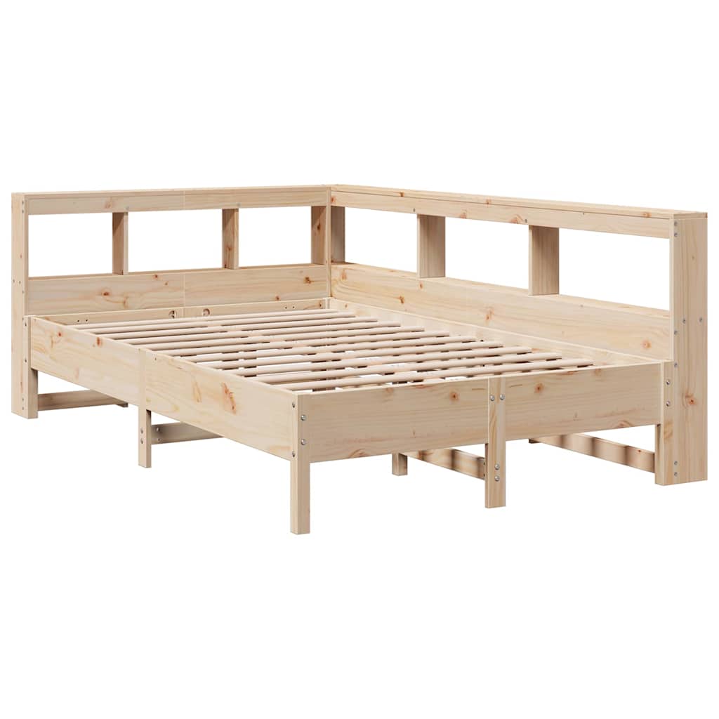 Lit bibliothèque sans matelas 120x200 cm bois de pin massif - XIOS